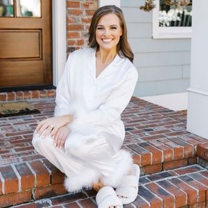 White Silk Fur Sleeved PJs